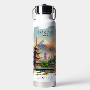 Botella De Agua Camiseta de recuerdo de acuarela del paisaje urban
