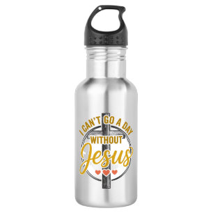 Botella De Agua Camiseta de tipografía cristiana de la cruz de Jes
