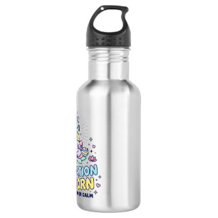 Botella De Agua Camiseta de tipografía en negrita Unicornio Medita