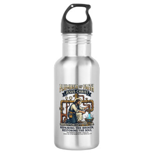 Botella De Agua Camiseta Gráfica de Jesús Fontanero Arte Cristiano