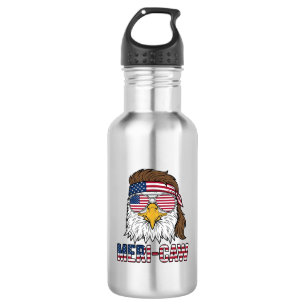 Botella De Agua Camiseta Meri-Caw Águila Patriótica Grabado Vintag