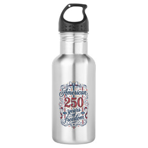 Botella De Agua Camiseta Patriótica 250 Años de Libertad Americana