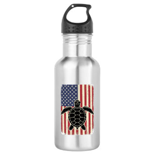 Botella De Agua Camiseta Patriótica Bandera Americana Tortuga Mari