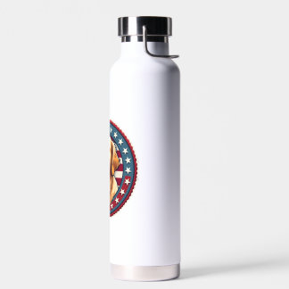 Botella De Agua Camiseta Patriótica de Golden Retriever con Sello 