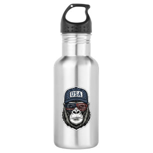 Botella De Agua Camiseta Patriótica Gafas de Sol Gorila Vintage US