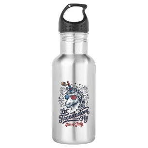 Botella De Agua Camiseta Patriótica Unicornio 4 de Julio Libertad
