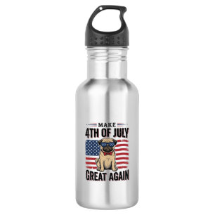 Botella De Agua Camiseta Patriótica Vintage de Pug del 4 de Julio_