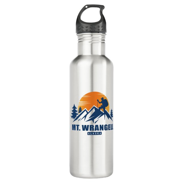 Botella De Agua Camiseta Retro Mount Wrangell Hike (Anverso)