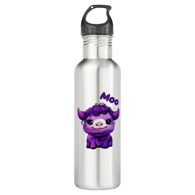 Botella De Agua Camiseta sobredimensionada de vaca púrpura (Anverso)