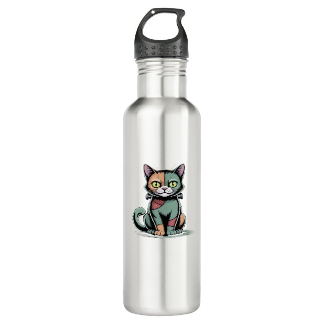 Botella De Agua Camiseta sobredimensionada FrankenCat (Anverso)