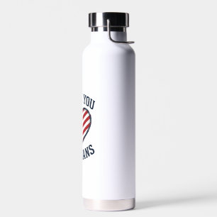 Botella De Agua Camiseta Vintage Corazón Patriótico Gracias Vetera