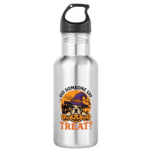 Botella De Agua Camiseta Vintage de Halloween Bulldog Bruja Perro 