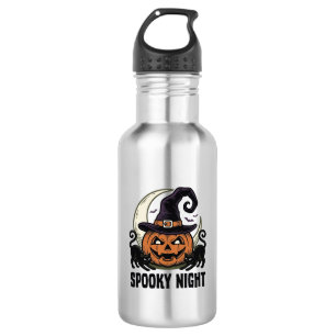Botella De Agua Camiseta Vintage de Halloween Calabaza Gato Bruja 