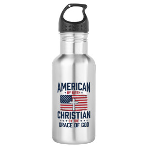 Botella De Agua Camiseta Vintage de la Cruz de la Bandera Cristian