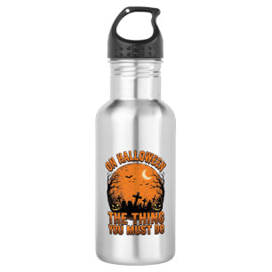Botella De Agua Camiseta Vintage Halloween Cementerio Calabaza Lun
