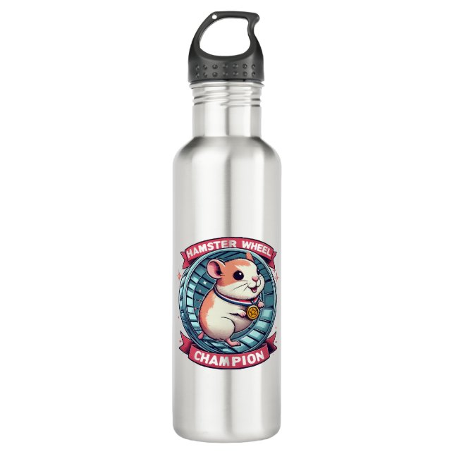 Botella De Agua Campeón de Rueda de Hámster (Anverso)