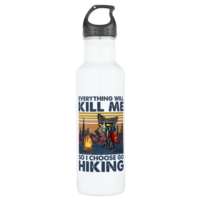 Botella De Agua Camper Gift | Go Hiking With Cat Birthday (Anverso)