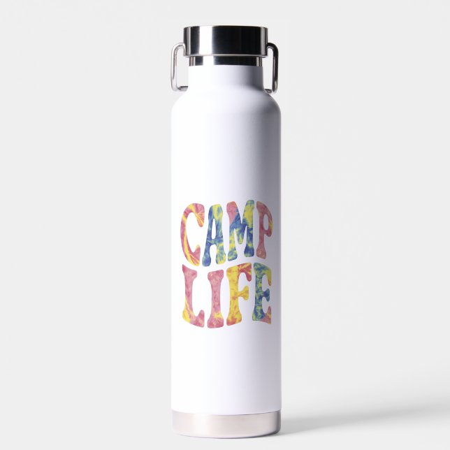 Botella De Agua Camping Chicas de verano Camp Life Tie-Die Retro (Delantero)