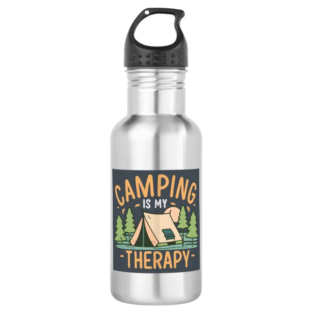Botella De Agua Camping Es Mi Terapia (Anverso)