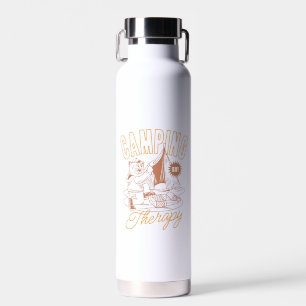 Botella De Agua Camping Es Mi Terapia - Gato Vintage