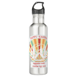 Botella De Agua Camping familiar de personalizable retro, añada el