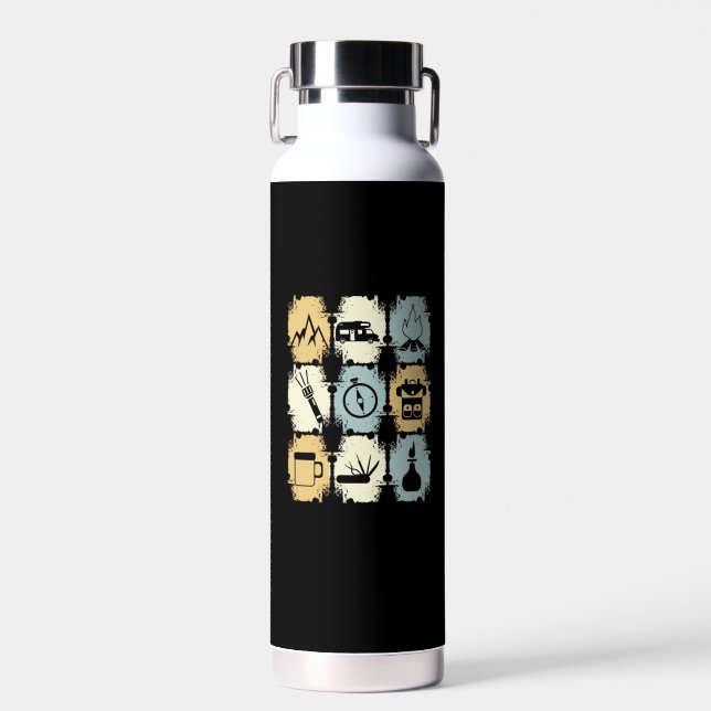 Botella De Agua Camping - Objetos de Camping Retro (Delantero)