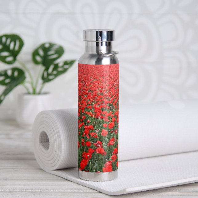 Botella De Agua Campo de amapolas rojas (Yoga)