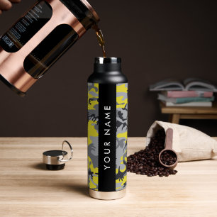 Botella De Agua Camuflaje amarillo y gris Tu nombre personaliza