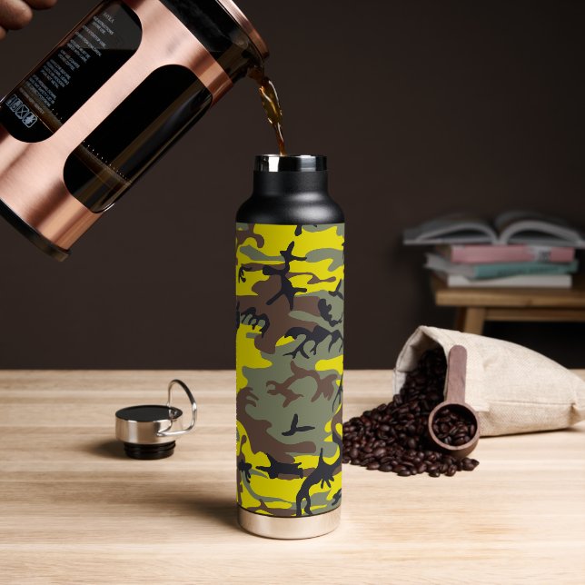 Botella De Agua Camuflaje amarillo y marrón, ejército (Café)