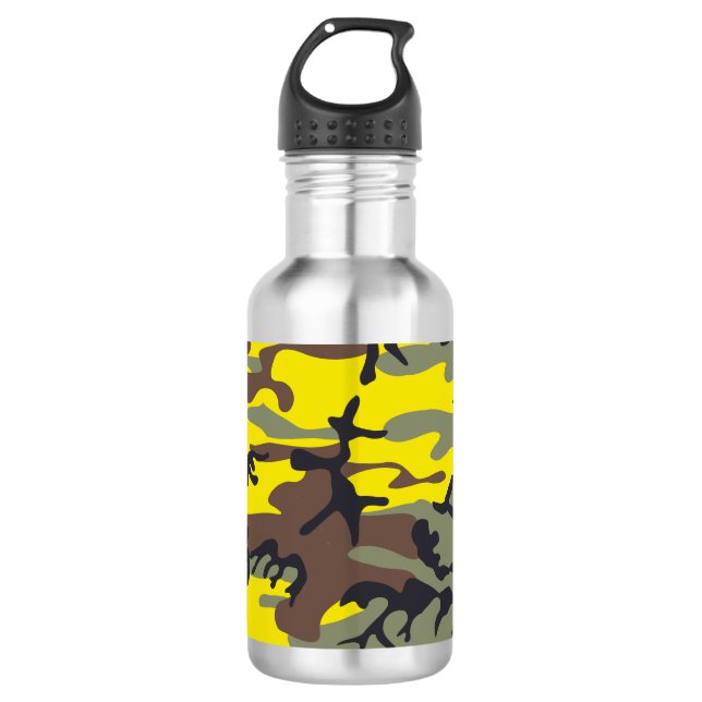 Botella De Agua Camuflaje Amarillo y Marrón, Militar, Ejército (Anverso)
