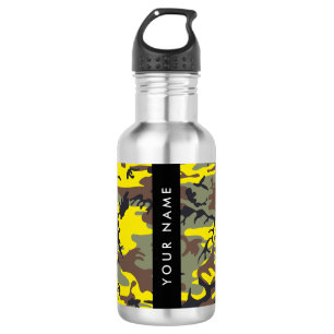 Botella De Agua Camuflaje Amarillo y Marrón Personaliza tu nombre