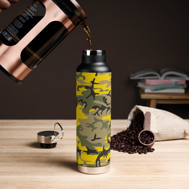 Botella De Agua Camuflaje amarillo y verde, ejército, ejército (Café)