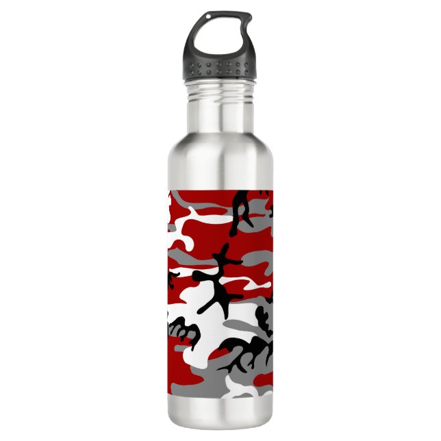 Botella De Agua Camuflaje rojo y gris, ejército (Anverso)
