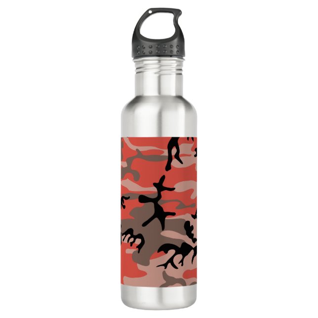 Botella De Agua Camuflaje rojo y marrón, militar, ejército (Anverso)
