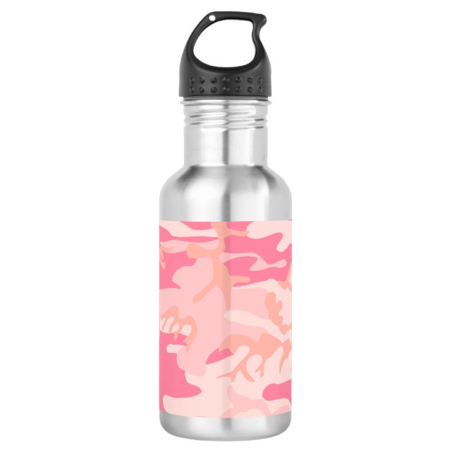Botella De Agua Camuflaje rosa, militar, ejército (Anverso)