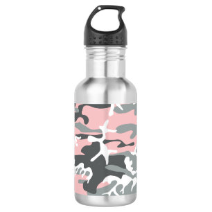 Botella De Agua Camuflaje rosa y gris, militar, ejército