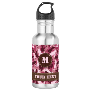 Botella De Agua Camuflaje rosado de gatos