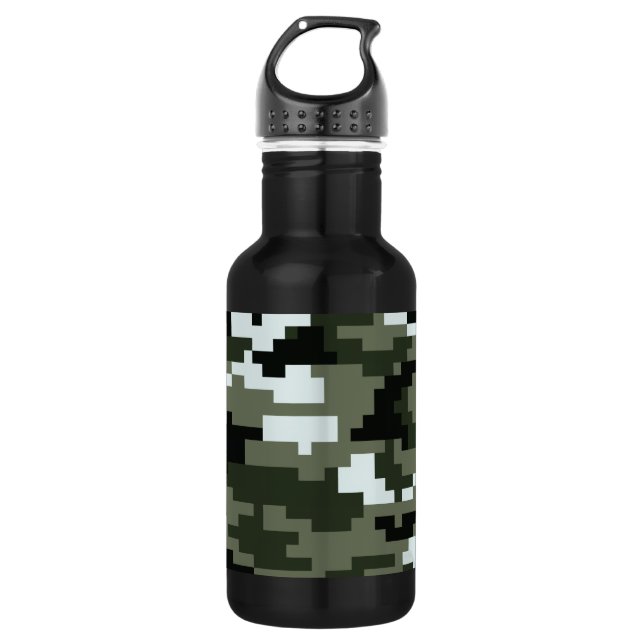 Botella De Agua Camuflaje Urbano Digital Pixel de 8 bits / Camo (Anverso)
