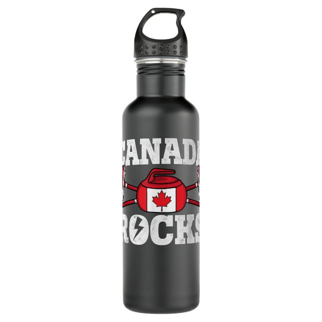 Botella De Agua Canadá Curling Broom Winter Sports Canadian Fl (Anverso)