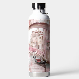 BOTELLA DE AGUA CANAL DE VENECIA DE AGUA ROSA CON FLORES