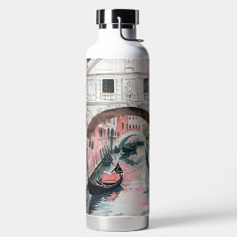BOTELLA DE AGUA CANAL DE VENECIA DE AGUA ROSA CON FLORES