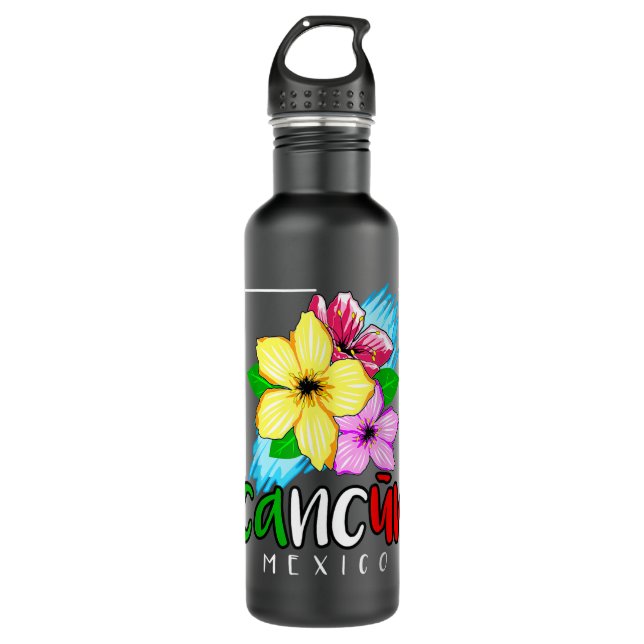 Botella De Agua Cancun México regalo de recuerdo primavera vacacio (Anverso)