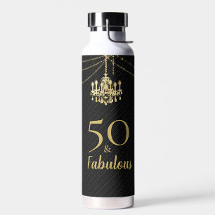 Botella De Agua Candilero Dorado Cumpleaños 50 Fabuloso Negro 