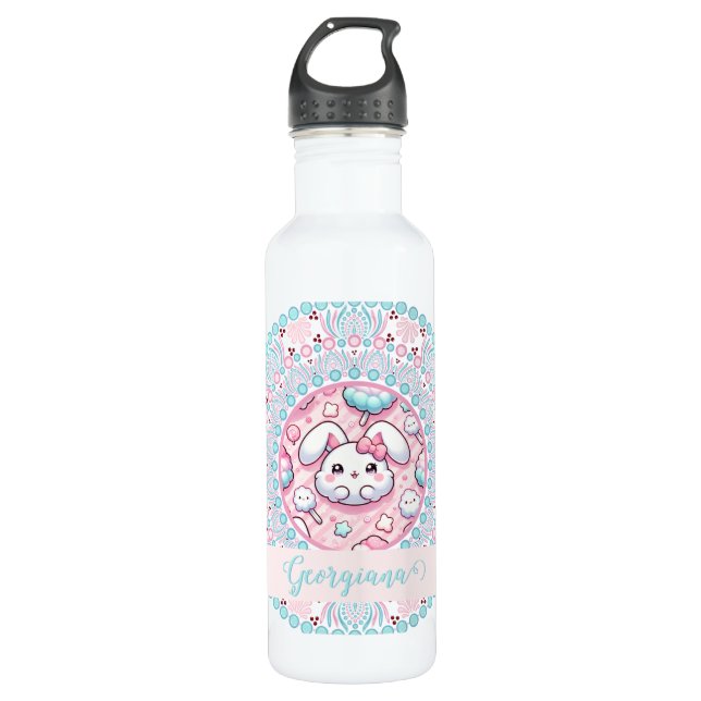 Botella De Agua Candy de algodón personalizado Kawaii Bunny Dot Ma (Anverso)