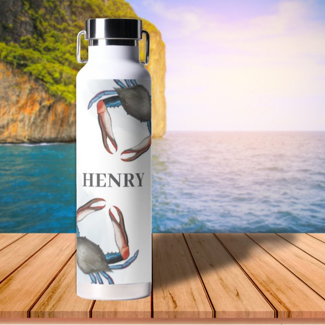 Botella De Agua Cangrejo azul marino simple y caprichoso (Subido por el creador)