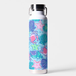 Botella De Agua Cangrejo de la concha de Preppy Beach