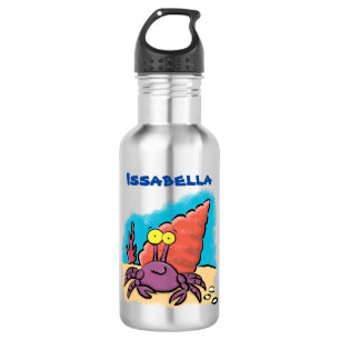 Botella De Agua Cangrejo ermitaño gracioso personalizado morado