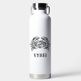 Botella De Agua Cangrejo tribal blanco y negro