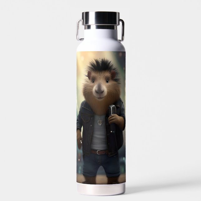 Botella De Agua "Capibara Mohawk: ¡Rockeando el Río!" (Delantero)