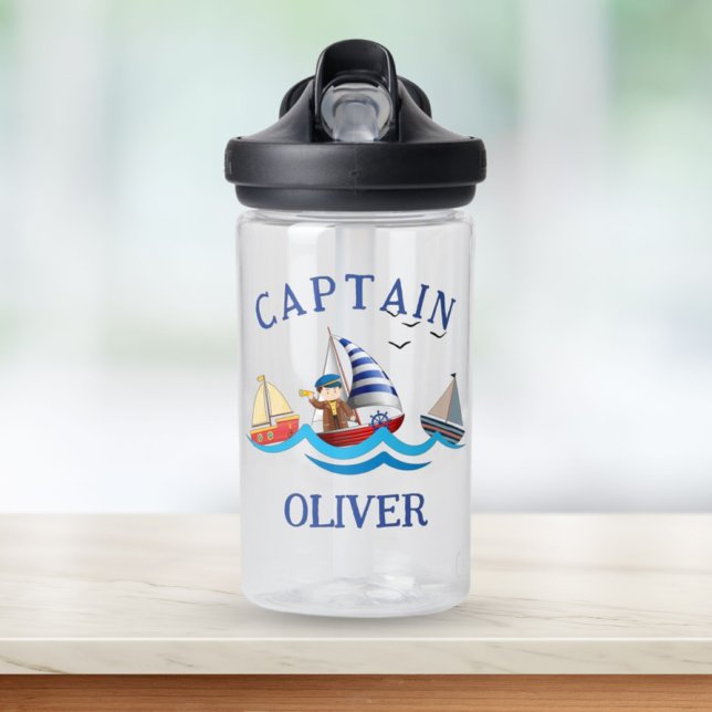 Botella De Agua Capitán de barco náutico infantil personalizado (Subido por el creador)